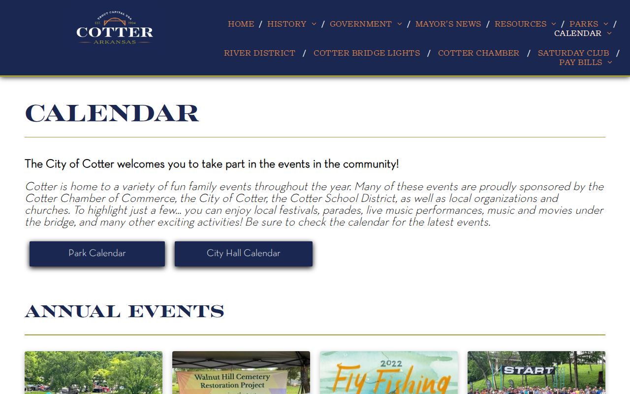 Cotter court docket calendar showing the local court session