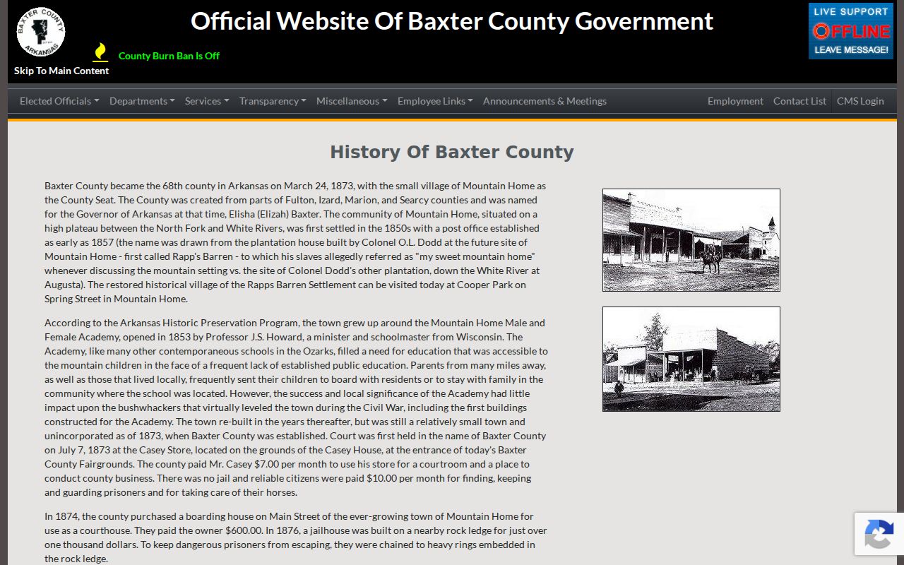 Baxter County court docket courthouse history and record preservation