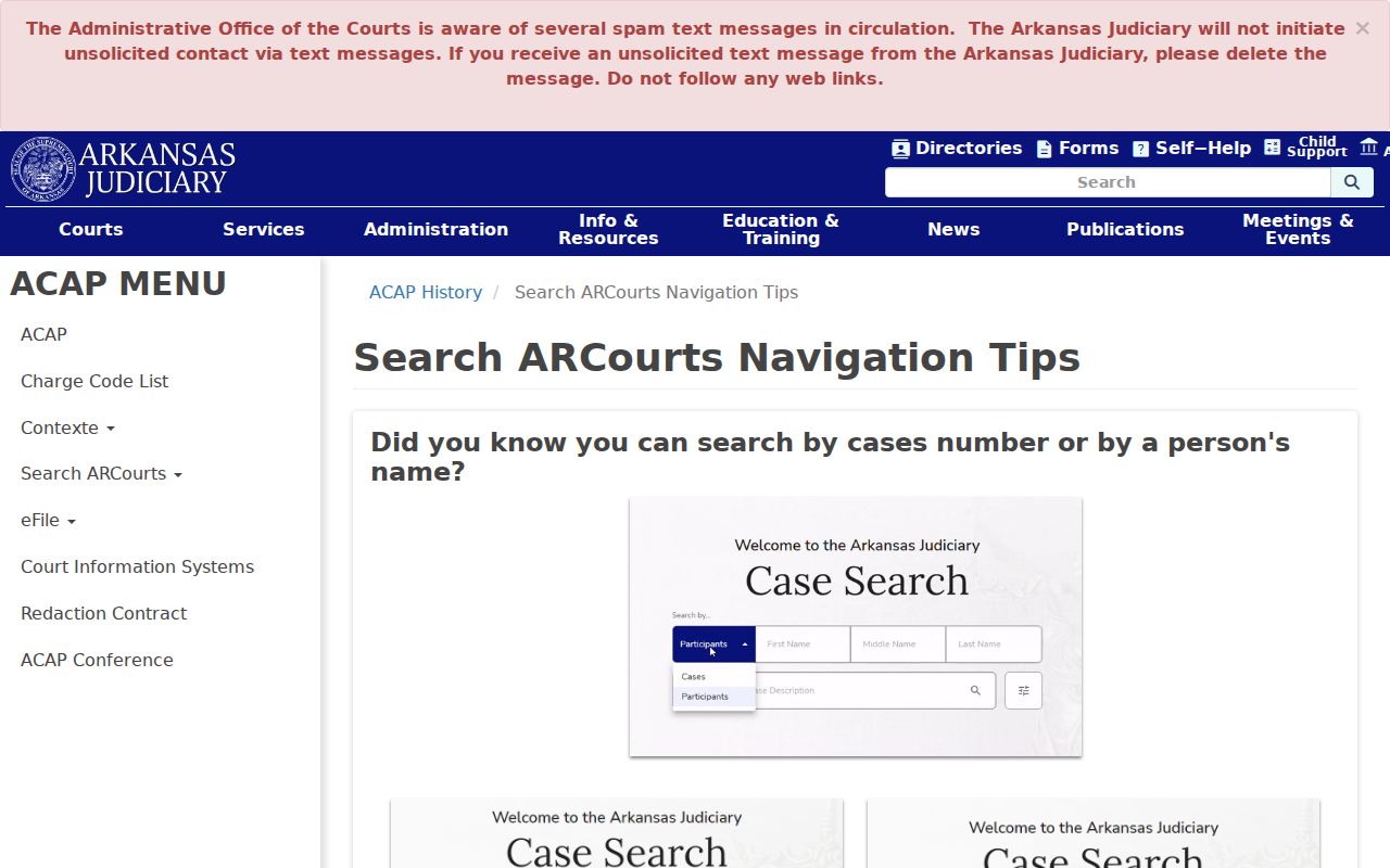 Baxter County court docket advanced Search ARCourts filters