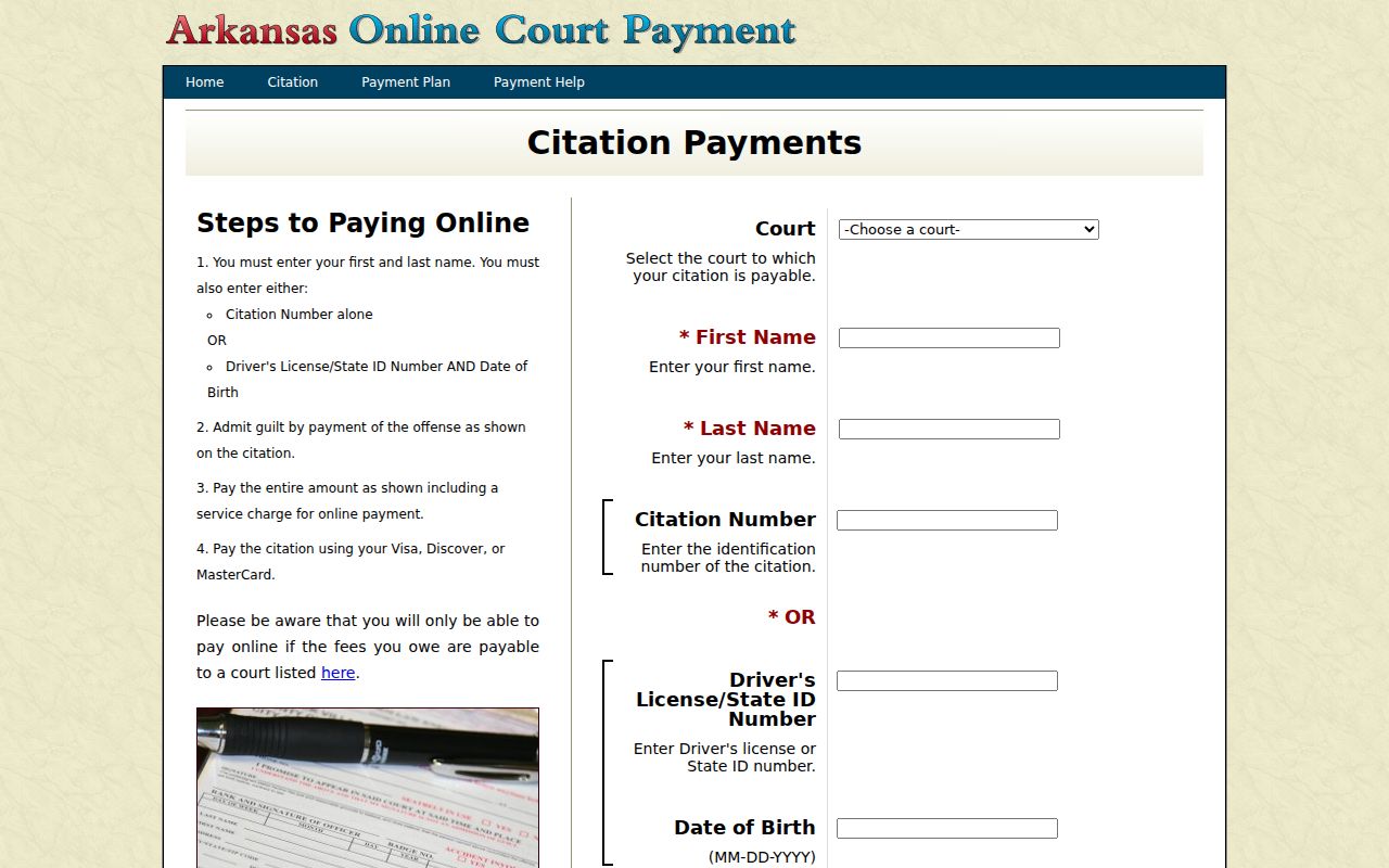 Gassville court docket comparison with Arkansas eTraffic citation query fields