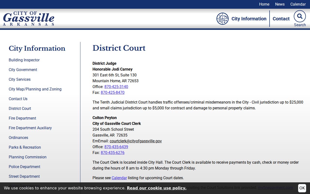 Gassville court docket District Court counter and clerk information